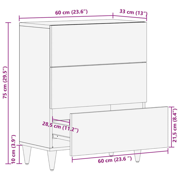Sideboard Brun 60 x 33 x 75 cm Massivt mangotræ