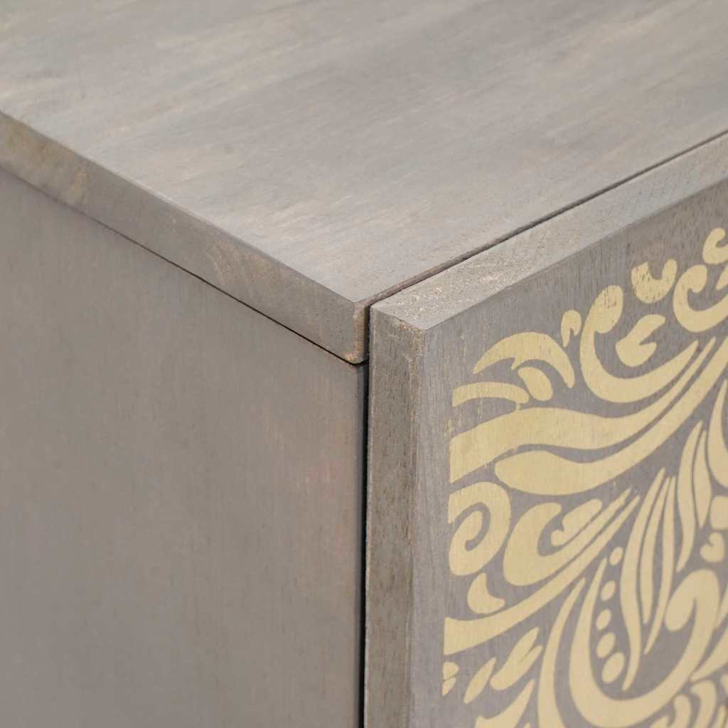 Sideboard Grå og Guld 60 x 33 x 75 cm Massivt mangotræ