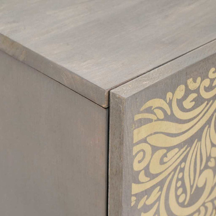 Sideboard Grå og Guld 60 x 33 x 75 cm Massivt mangotræ