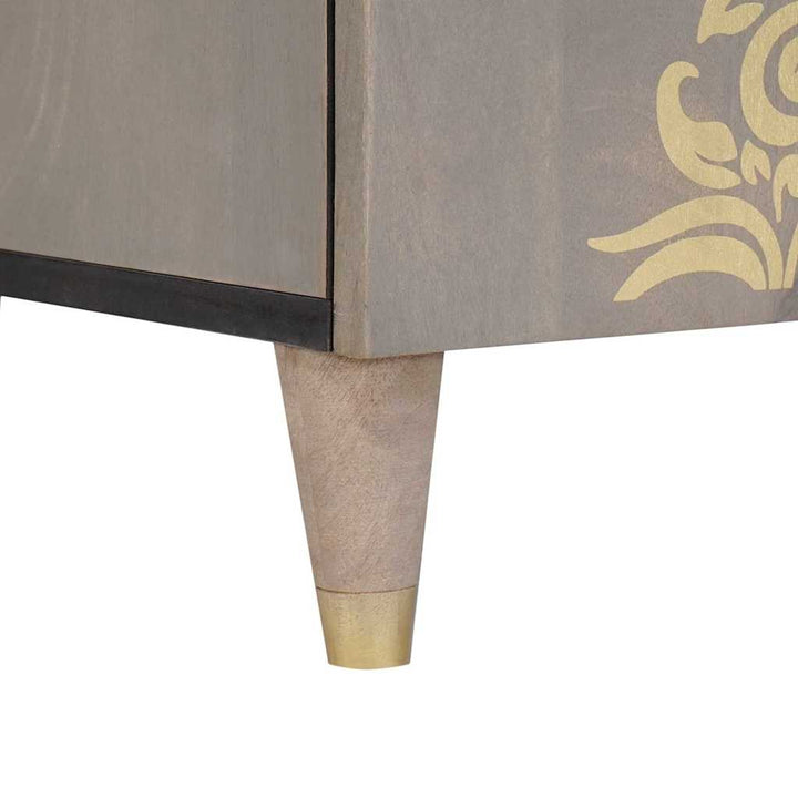 Sideboard Grå og Guld 60 x 33 x 75 cm Massivt mangotræ