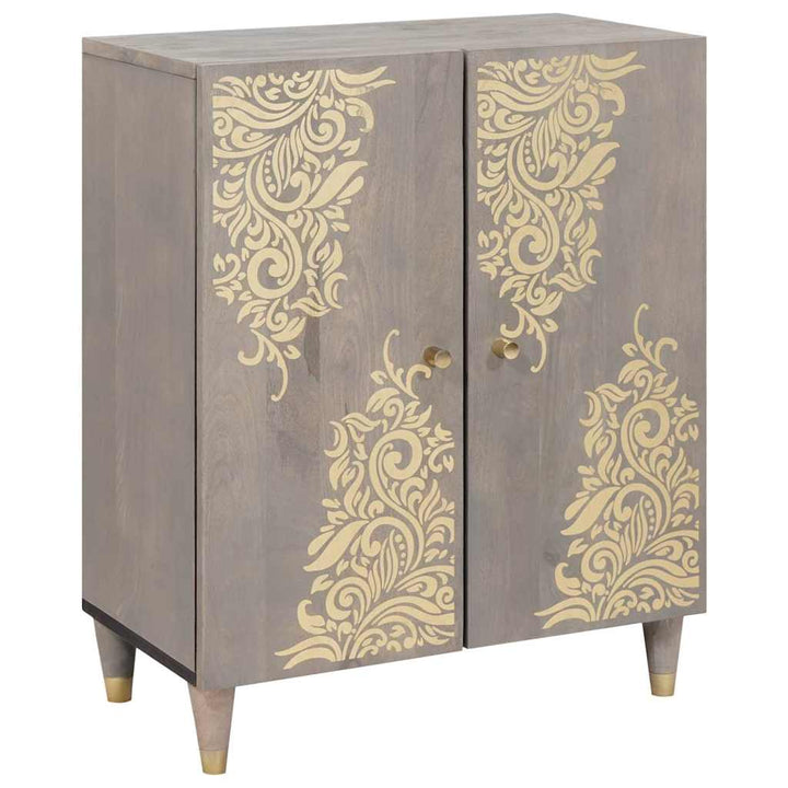 Sideboard Grå og Guld 60 x 33 x 75 cm Massivt mangotræ