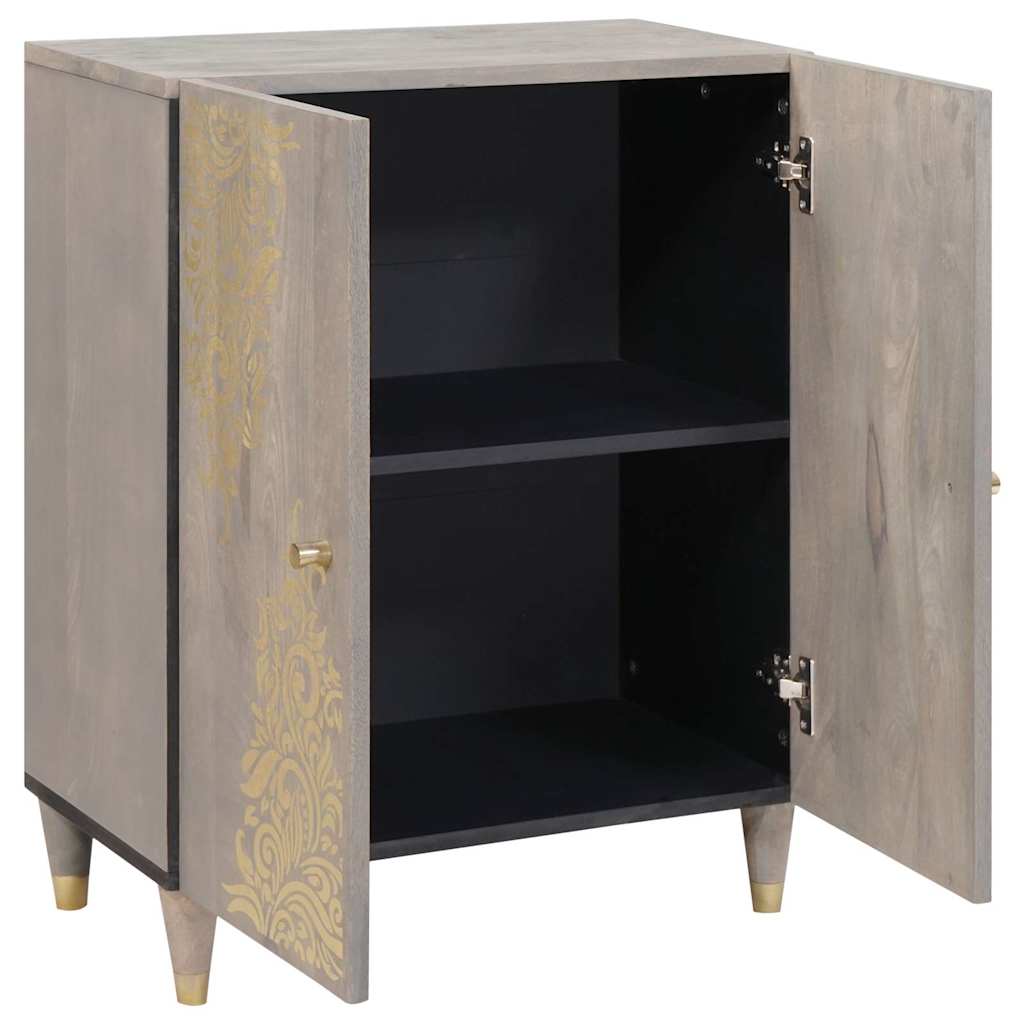 Sideboard Grå og Guld 60 x 33 x 75 cm Massivt mangotræ