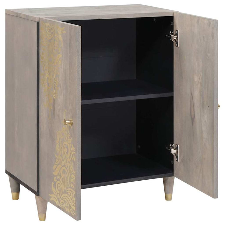 Sideboard Grå og Guld 60 x 33 x 75 cm Massivt mangotræ