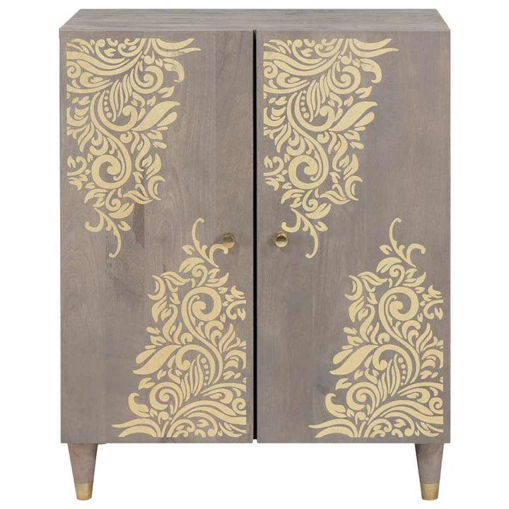 Sideboard Grå og Guld 60 x 33 x 75 cm Massivt mangotræ