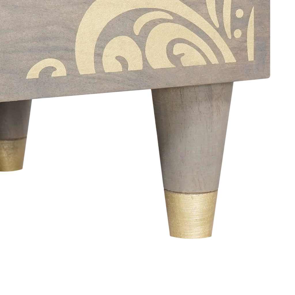 Sideboard Grå og Guld 60 x 33 x 75 cm Massivt mangotræ