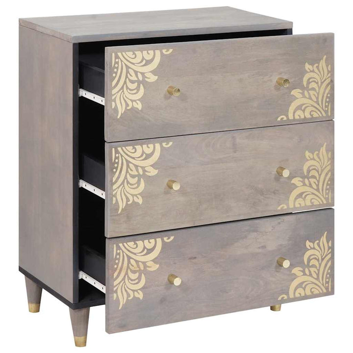 Sideboard Grå og Guld 60 x 33 x 75 cm Massivt mangotræ