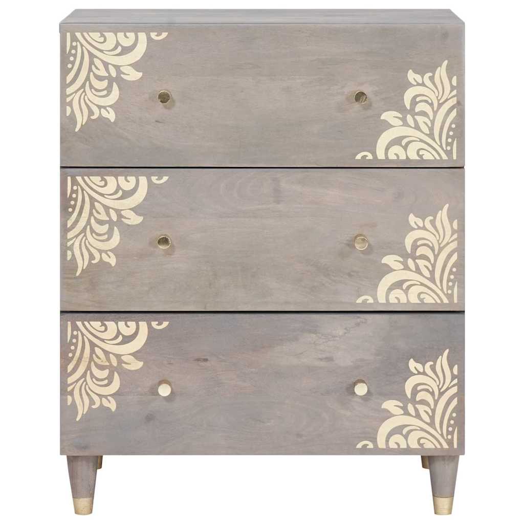 Sideboard Grå og Guld 60 x 33 x 75 cm Massivt mangotræ