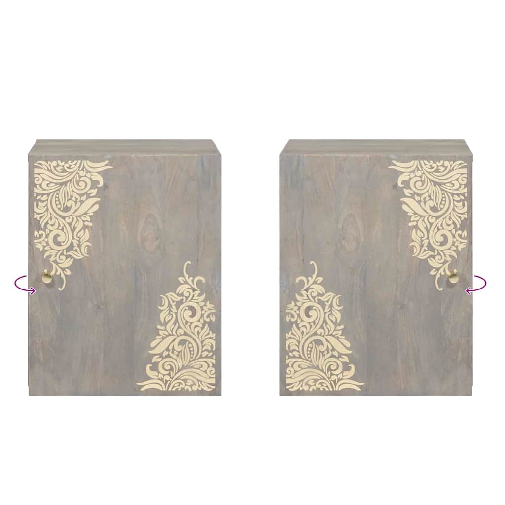 Vægskab Grå 38 x 33 x 48 cm Massivt mangotræ