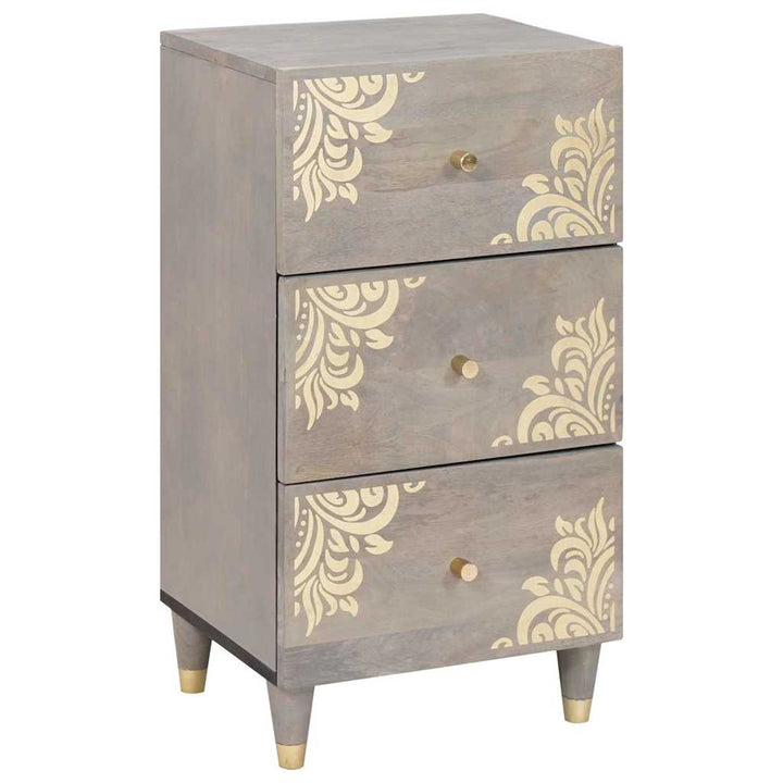 Sideboard Grå og Guld 40 x 33 x 75 cm Massivt mangotræ