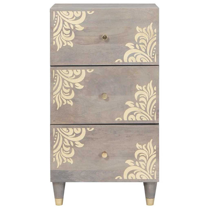 Sideboard Grå og Guld 40 x 33 x 75 cm Massivt mangotræ