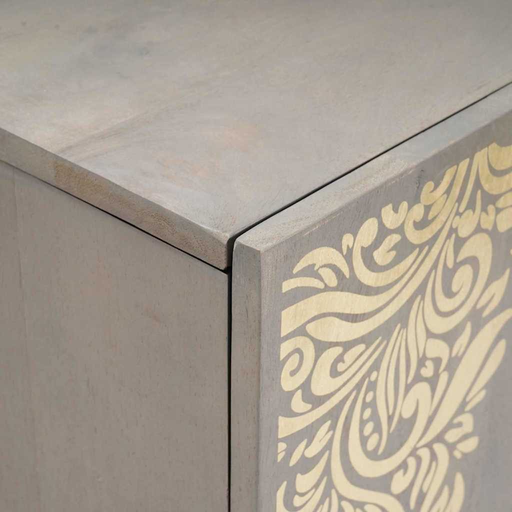 Sideboard med dør Grå og Guld 90 x 33 x 75 cm Massivt mangotræ