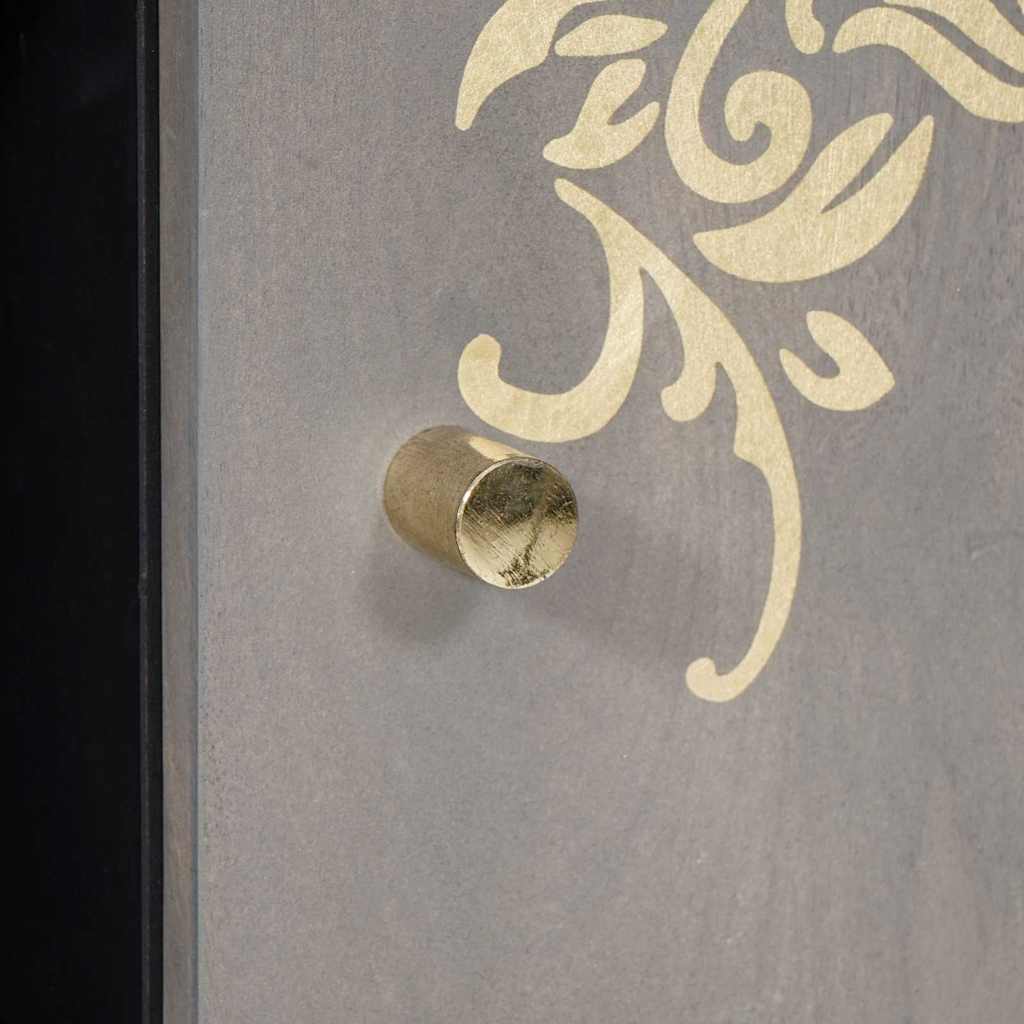 Sideboard med dør Grå og Guld 90 x 33 x 75 cm Massivt mangotræ