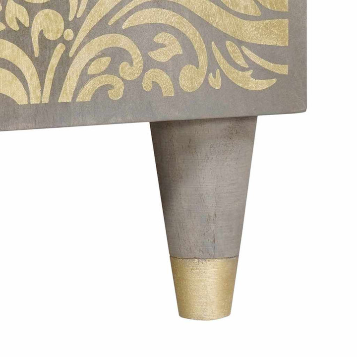 Sideboard med dør Grå og Guld 90 x 33 x 75 cm Massivt mangotræ