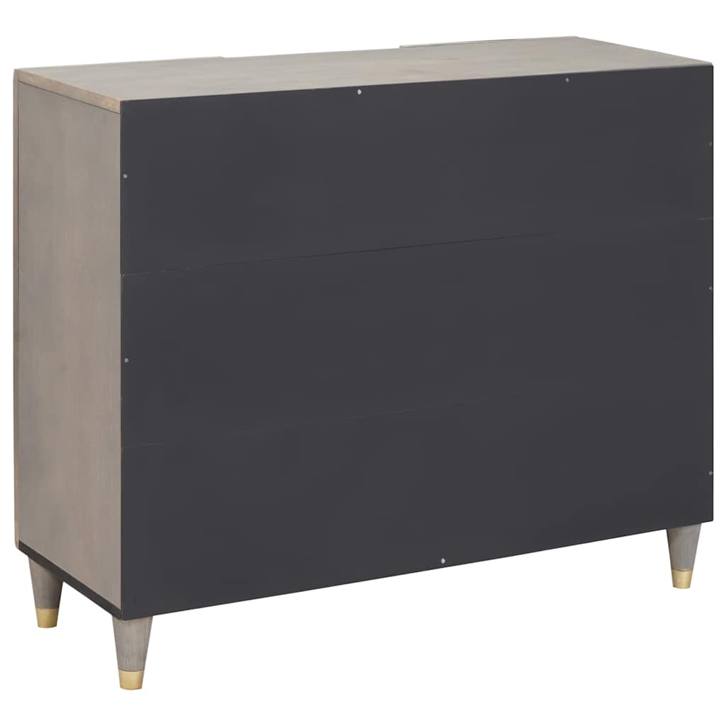 Sideboard med dør Grå og Guld 90 x 33 x 75 cm Massivt mangotræ