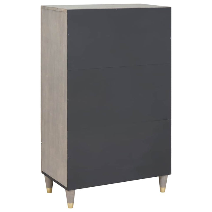 Highboard Grå og Guld 60 x 33 x 100 cm Massivt mangotræ