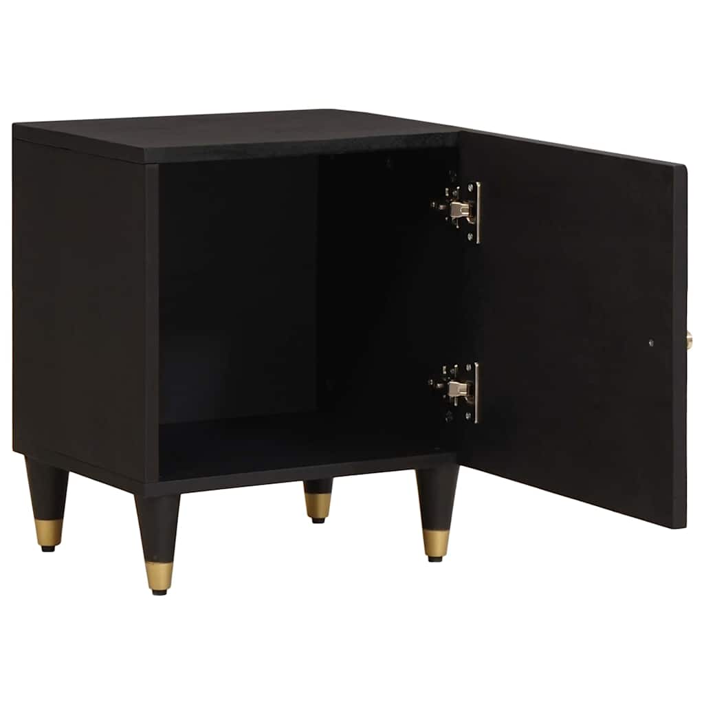 Sengebord med Dør 2 pcs Sort 40 x 33 x 46 cm Massivt mangotræ