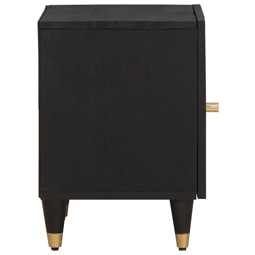 Sengebord med Dør 2 pcs Sort 40 x 33 x 46 cm Massivt mangotræ