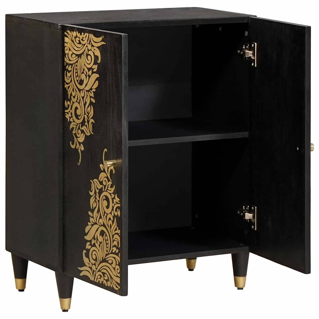 Sideboard Sort 60 x 33 x 75 cm Massivt mangotræ