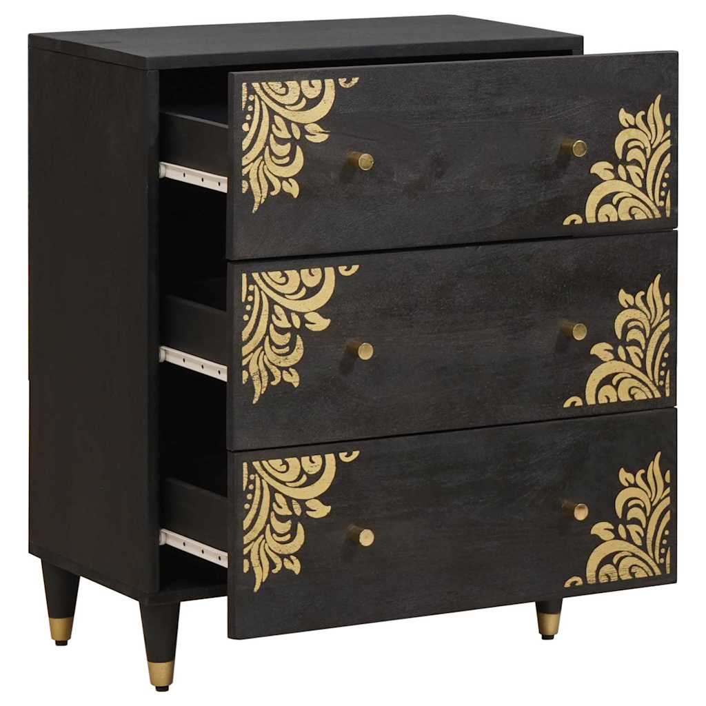 Sideboard Sort 60 x 33 x 75 cm Massivt mangotræ