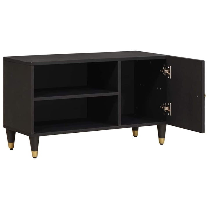 TV-skab med hylde med dør Sort 80 x 33 x 46 cm Massivt mangotræ
