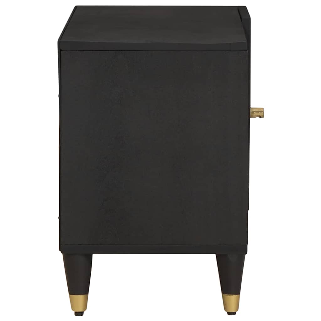TV-skab med hylde med dør Sort 80 x 33 x 46 cm Massivt mangotræ