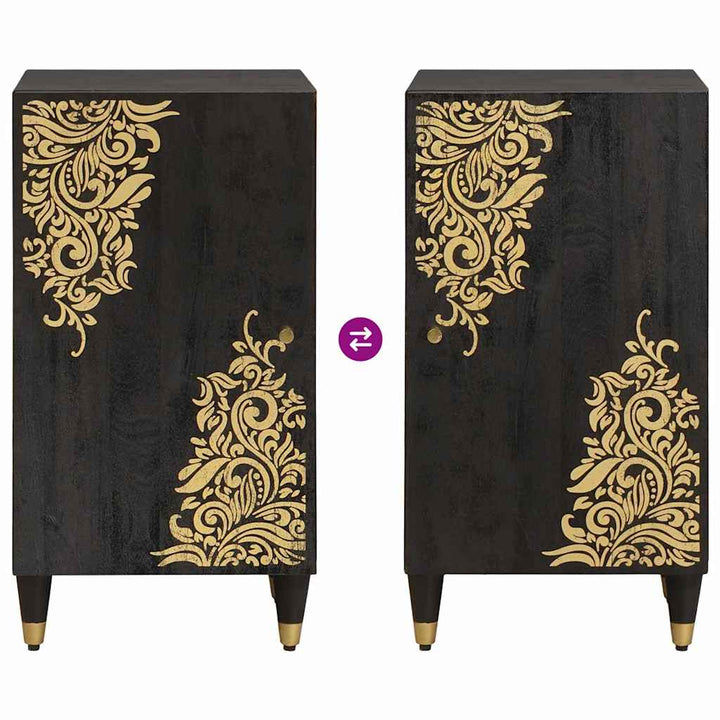 Sideboard med hylde Sort 40 x 33 x 75 cm Massivt mangotræ
