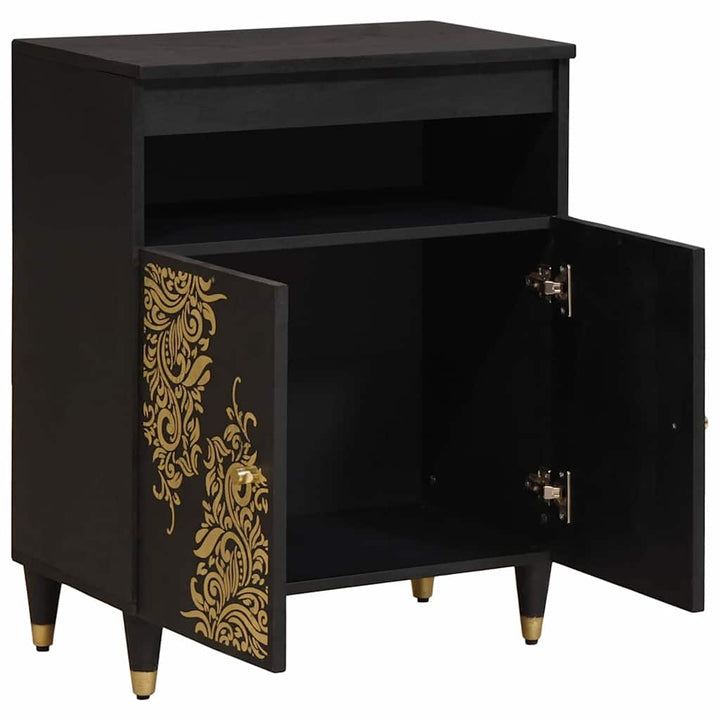 Sideboard med hylde Sort 60 x 33 x 75 cm Massivt mangotræ