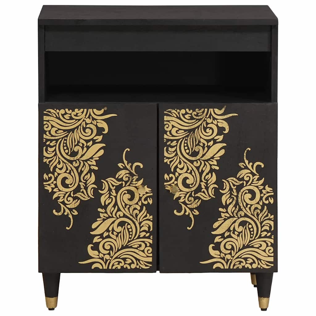 Sideboard med hylde Sort 60 x 33 x 75 cm Massivt mangotræ