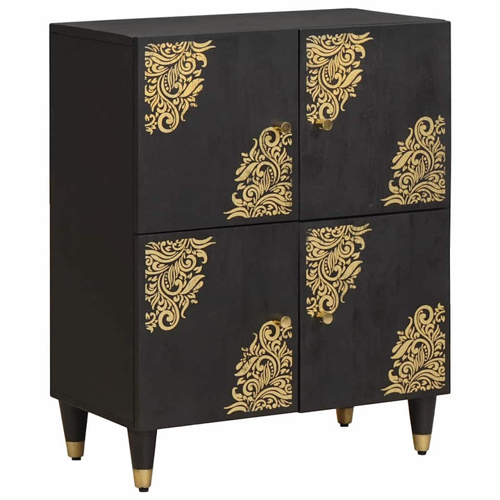 Sideboard med hylde Sort 60 x 33 x 75 cm Massivt mangotræ