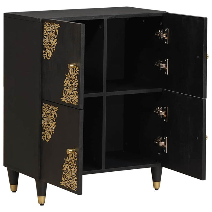 Sideboard med hylde Sort 60 x 33 x 75 cm Massivt mangotræ