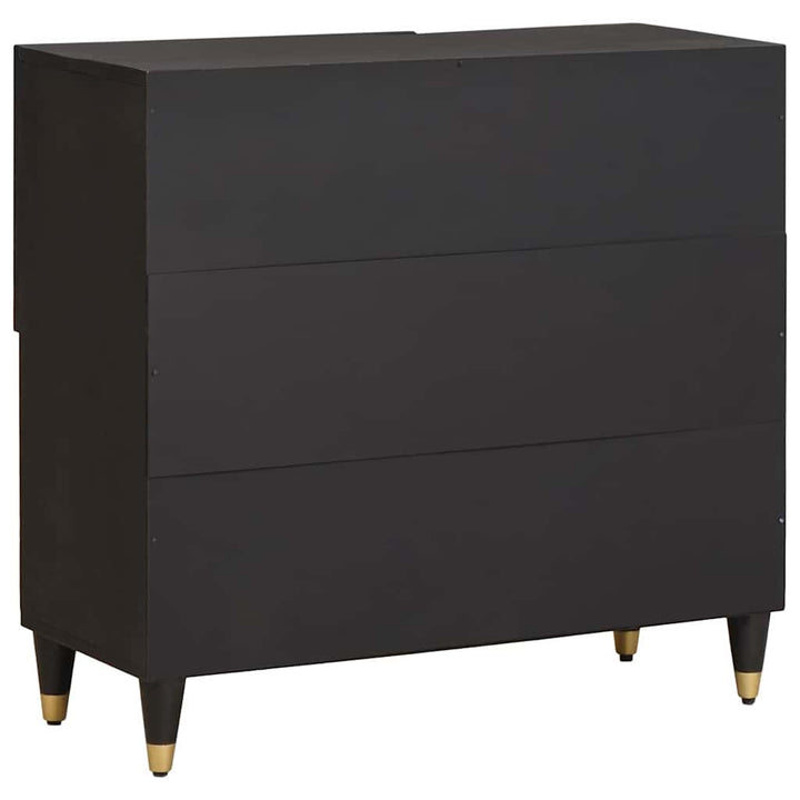 Sideboard med hylde Sort 80 x 33 x 75 cm Massivt mangotræ