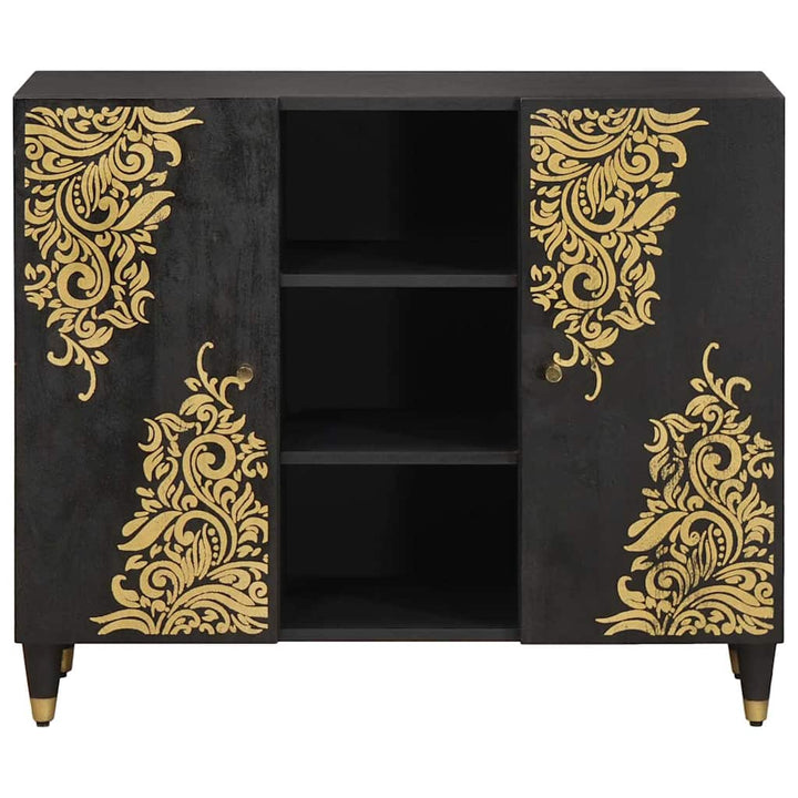 Sideboard med hylde Sort 90 x 33 x 75 cm Massivt mangotræ