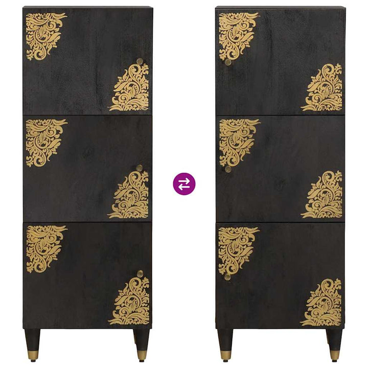 Highboard med hylde Sort 40 x 33 x 110 cm Massivt mangotræ