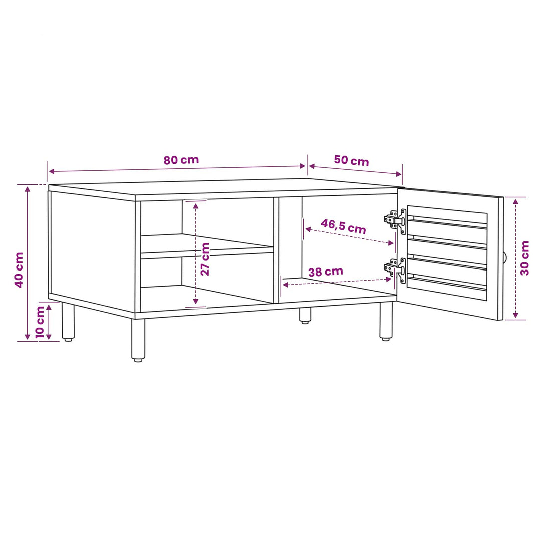 Sofabord Naturfarvet 80 x 50 x 40 cm Massivt mangotræ