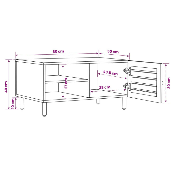 Sofabord Naturfarvet 80 x 50 x 40 cm Massivt mangotræ