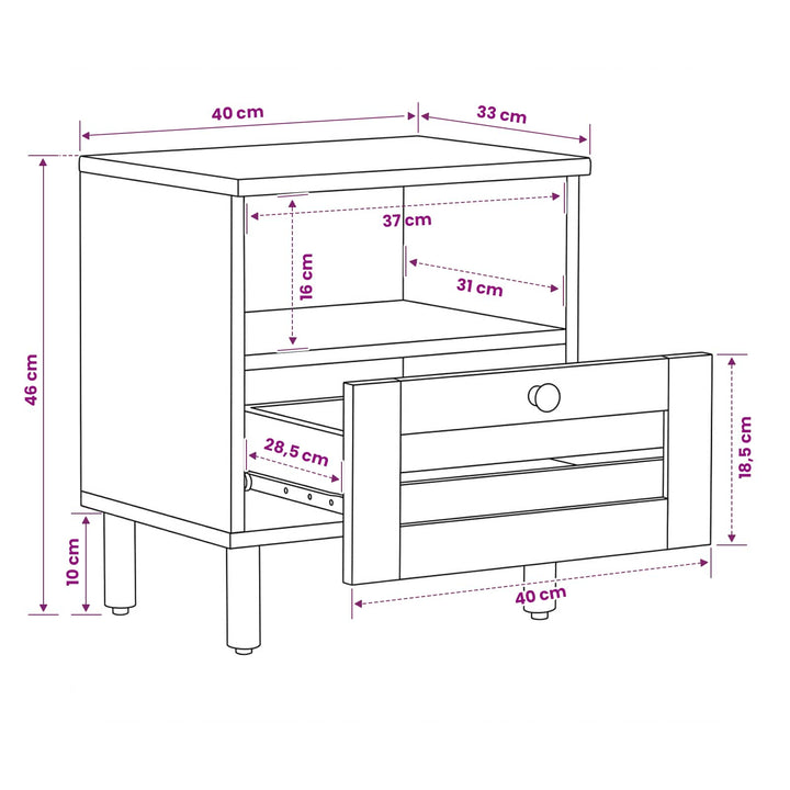 Sengebord 2 pcs Brun 40 x 33 x 46 cm Massivt mangotræ