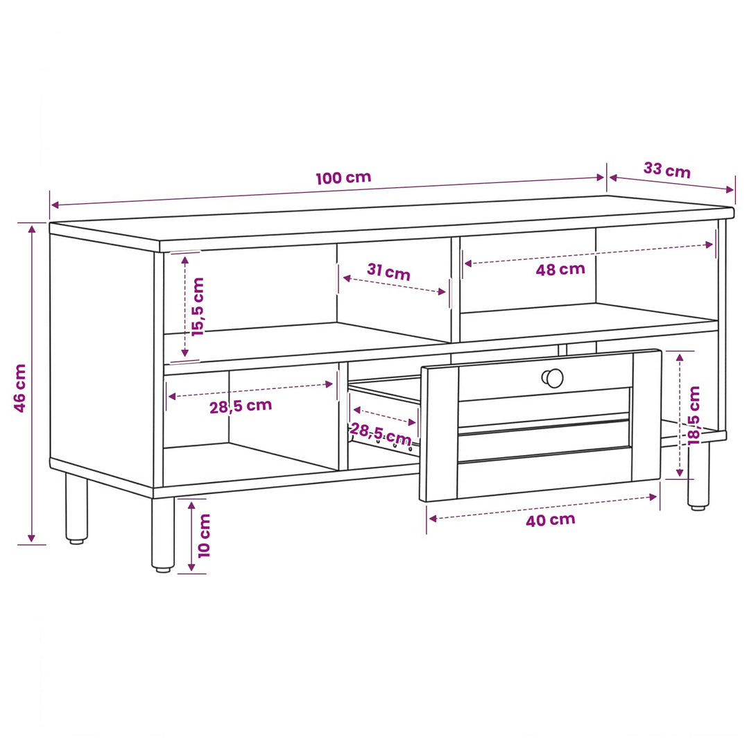 Opbevaringsskabe Naturfarvet 100 x 33 x 46 cm Massivt mangotræ