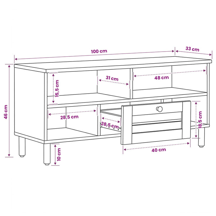 Opbevaringsskabe Naturfarvet 100 x 33 x 46 cm Massivt mangotræ