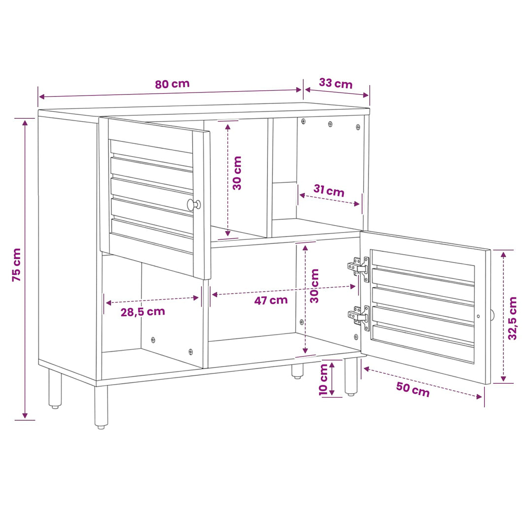 Opbevaringsskabe Brun 80 x 33,5 x 75 cm Massivt mangotræ
