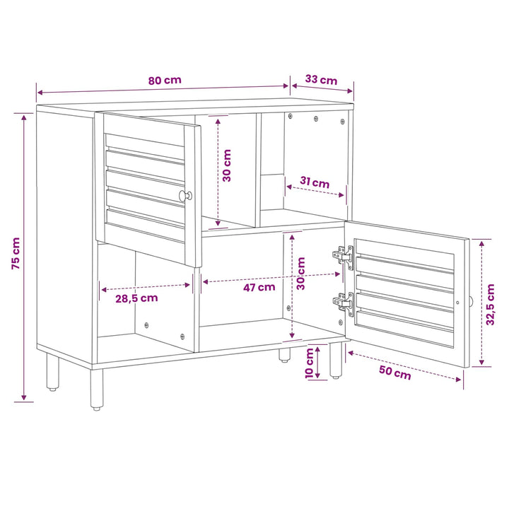 Opbevaringsskabe Brun 80 x 33,5 x 75 cm Massivt mangotræ
