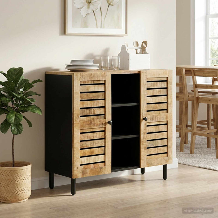 Opbevaringsskabe Naturfarvet 90 x 33 x 75 cm Massivt mangotræ