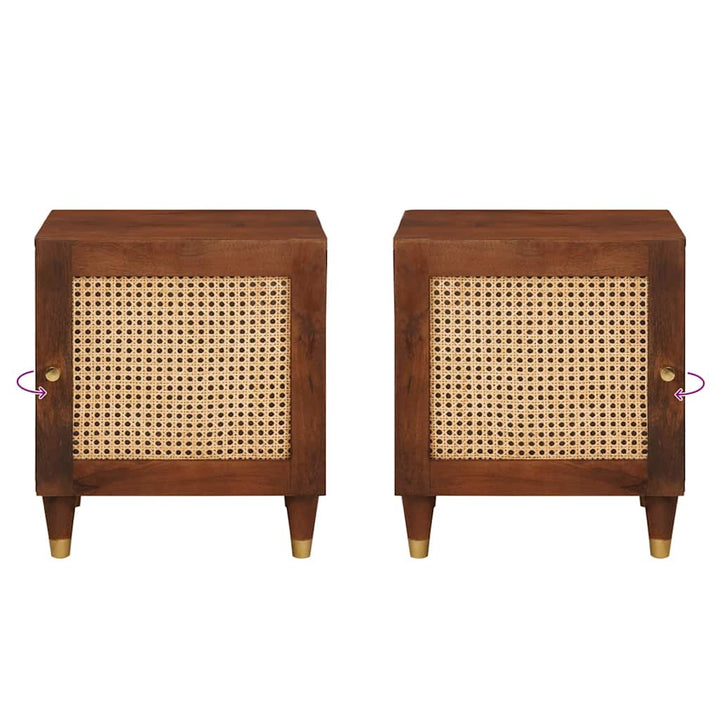Natskab 2 pcs Brun 40 x 33,5 x 46 cm Massivt akacietræ