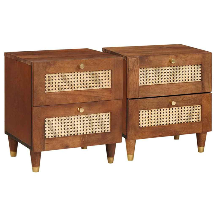 Natskab 2 pcs Brun 40 x 33,5 x 46 cm Massivt akacietræ
