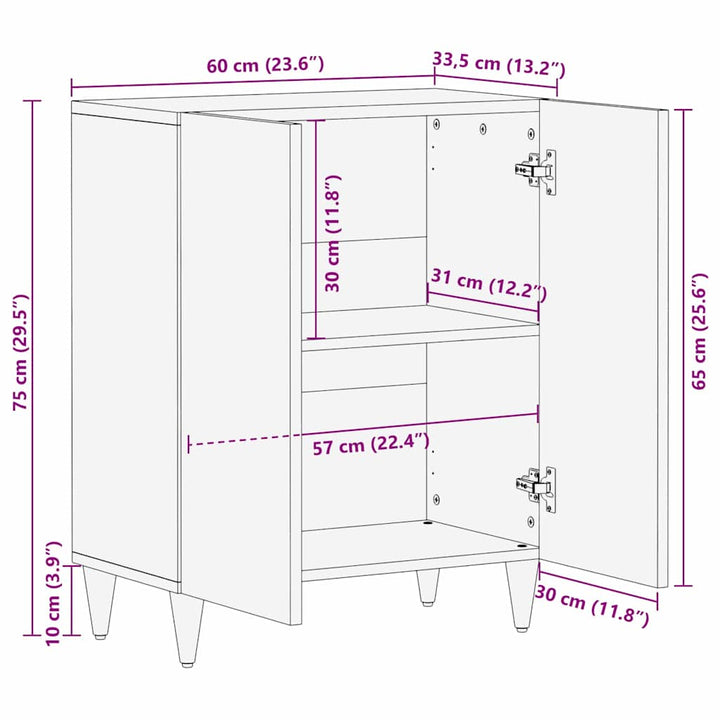 Sideboard Brun 60 x 33 x 75 cm Massivt mangotræ