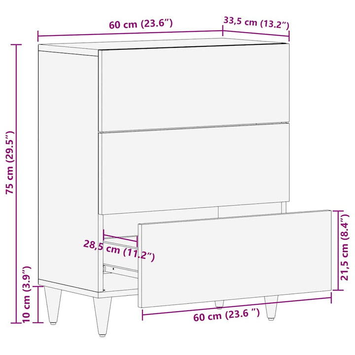 Sideboard Brun 60 x 33 x 75 cm Massivt mangotræ
