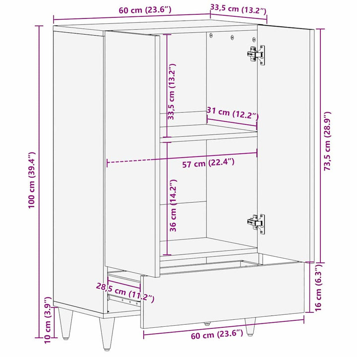 Høj Bord Brun 60 x 33,5 x 100 cm Massivt mangotræ