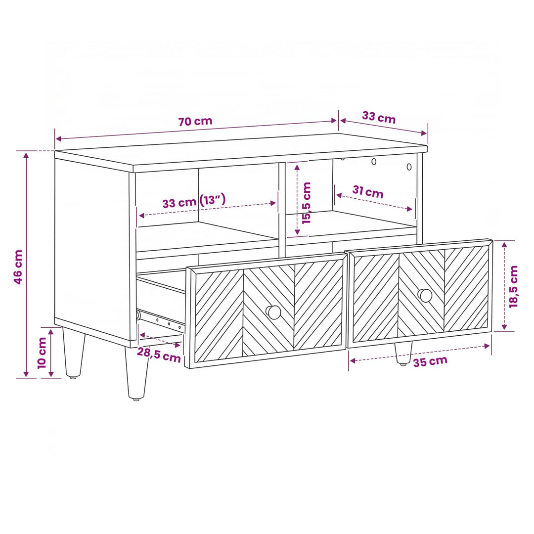 Opbevaringsskabe Brun 70 x 33,5 x 46 cm Massivt mangotræ