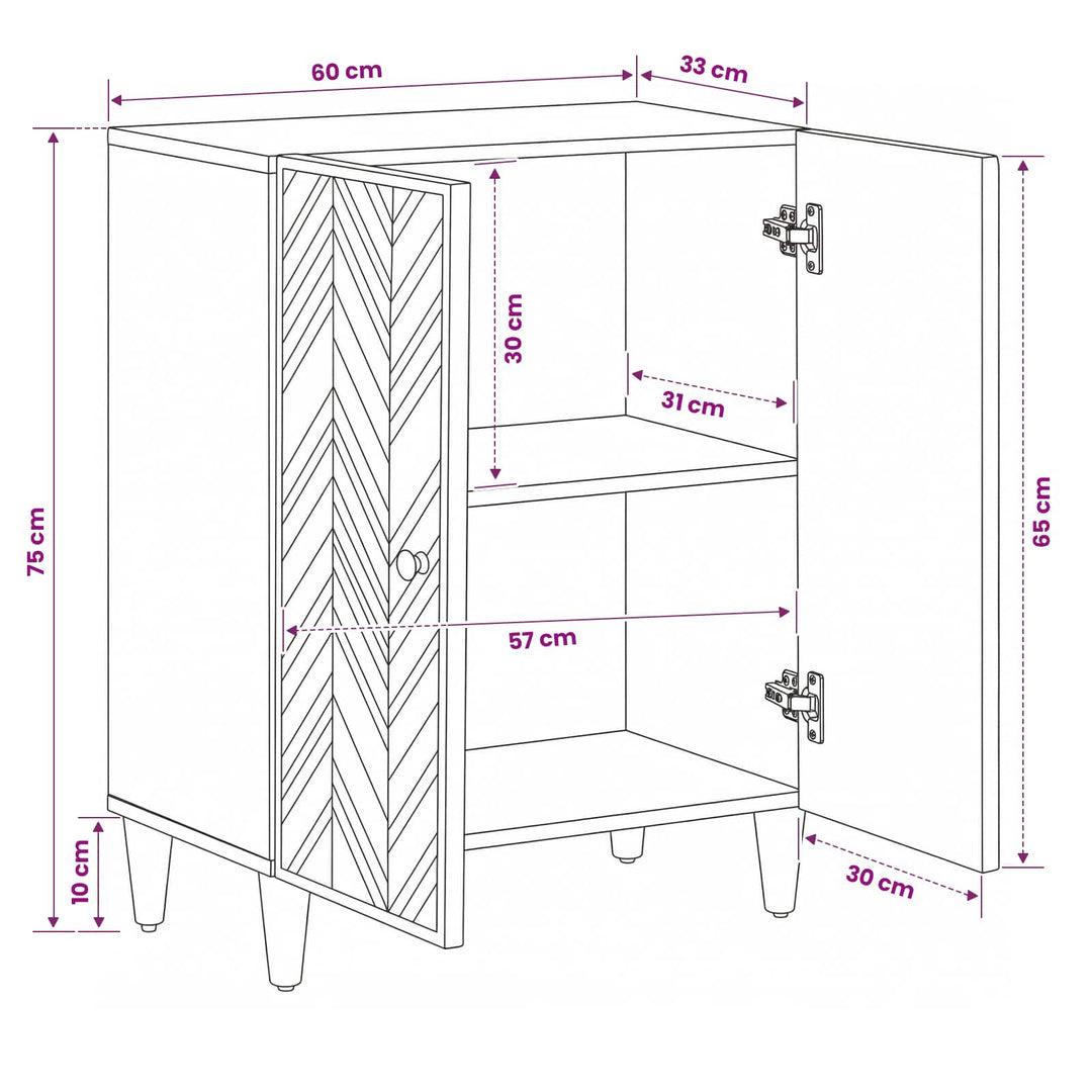 Opbevaringsskabe Brun 60 x 33,5 x 75 cm Massivt mangotræ