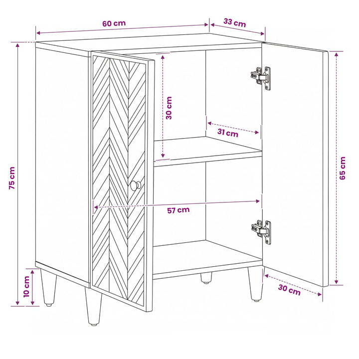 Opbevaringsskabe Brun 60 x 33,5 x 75 cm Massivt mangotræ