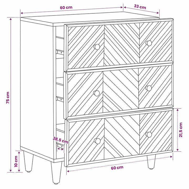 Opbevaringsskabe Brun 60 x 33,5 x 75 cm Massivt mangotræ